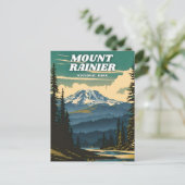 Mount Rainier National Park illustratie retro Briefkaart (Staand voorkant)