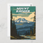 Mount Rainier National Park illustratie retro Briefkaart (Voorkant / Achterkant)