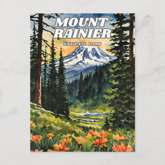 Mount Rainier National Park illustratie retro dec Briefkaart