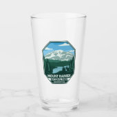 Mount Rainier National Park Minimal Retro Emblem Glas (Voorkant)