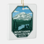 Mount Rainier National Park Minimal Retro Emblem Keramisch Ornament (Rechts)