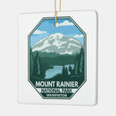 Mount Rainier National Park Minimal Retro Emblem Keramisch Ornament (Links)
