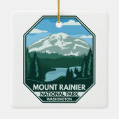 Mount Rainier National Park Minimal Retro Emblem Keramisch Ornament (Achterkant)