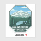 Mount Rainier National Park Minimal Retro Emblem Sticker (Vel)