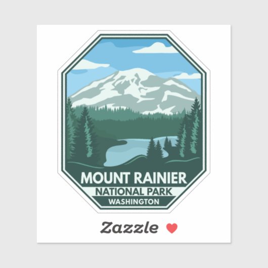 Mount Rainier National Park Minimal Retro Emblem Sticker (Vel)
