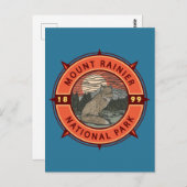 Mount Rainier National Park Red Fox Retro Compass Briefkaart (Voorkant / Achterkant)
