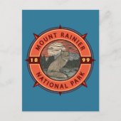 Mount Rainier National Park Red Fox Retro Compass Briefkaart (Voorkant)