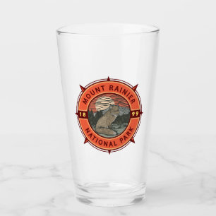 Mount Rainier National Park Red Fox Retro Compass Glas