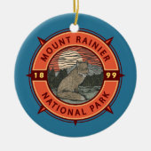 Mount Rainier National Park Red Fox Retro Compass Keramisch Ornament (Voorkant)