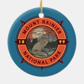 Mount Rainier National Park Red Fox Retro Compass Keramisch Ornament (Achterkant)