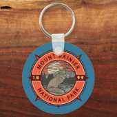 Mount Rainier National Park Red Fox Retro Compass Sleutelhanger (Voorkant)