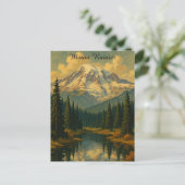 Mount Rainier National Park Retro Art Briefkaart (Staand voorkant)
