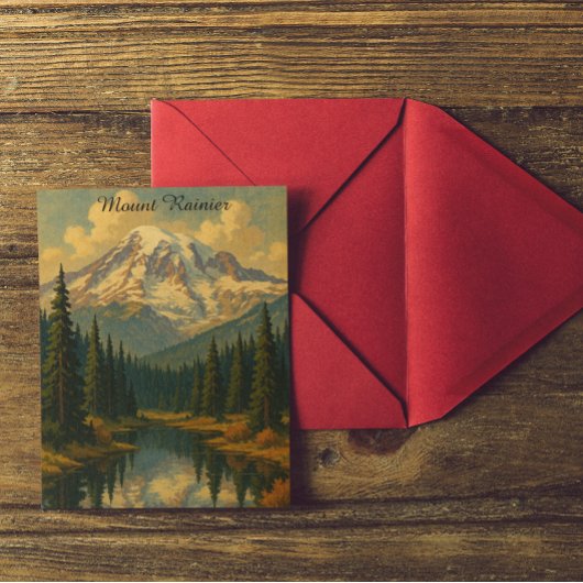 Mount Rainier National Park Retro Art Briefkaart