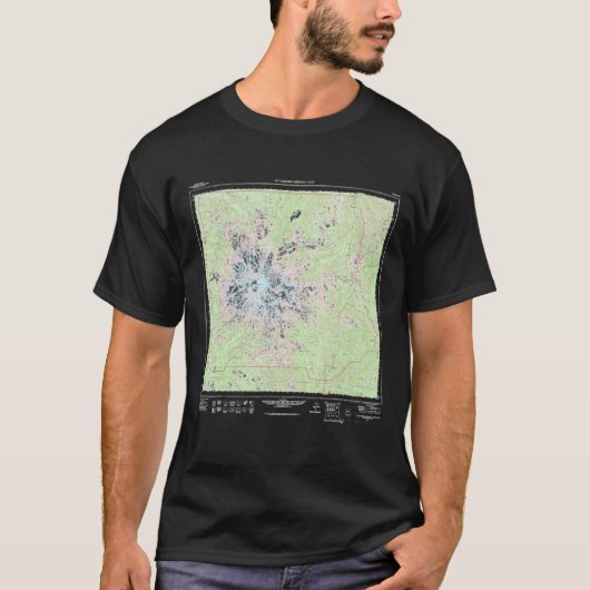 Mount Rainier National Park Topographic Map T-shirt (Voorkant)