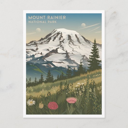 Mount Rainier National Park Vintage Briefkaart (Voorkant)