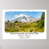 Mount Rainier National Park Washington Aquarel Poster (Voorkant)