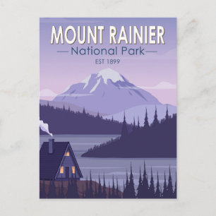 Mount Rainier National Park Washington Cabin Retro Briefkaart