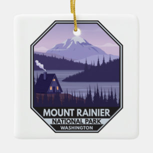 Mount Rainier National Park Washington Cabin Retro Keramisch Ornament