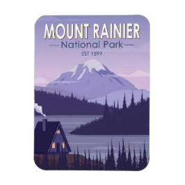 Mount Rainier National Park Washington Cabin Retro Magneet