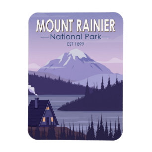 Mount Rainier National Park Washington Cabin Retro Magneet