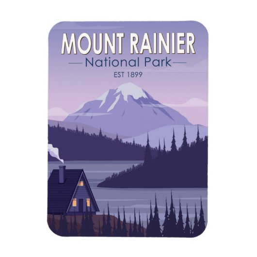 Mount Rainier National Park Washington Cabin Retro Magneet (Verticaal)