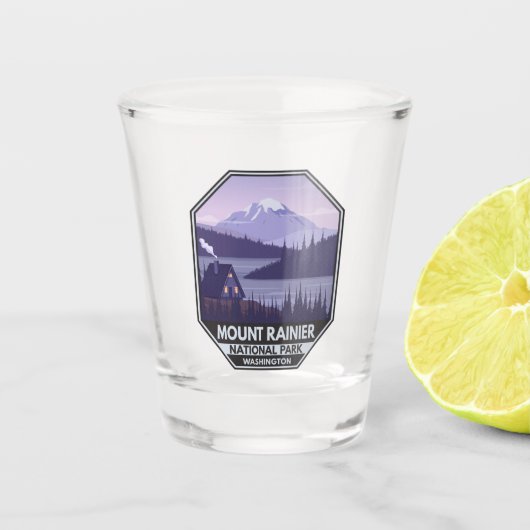 Mount Rainier National Park Washington Cabin Retro Shot Glas (Voorkant)