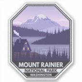 Mount Rainier National Park Washington Cabin Retro Sticker (Voorkant)