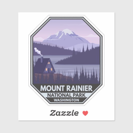 Mount Rainier National Park Washington Cabin Retro Sticker (Vel)