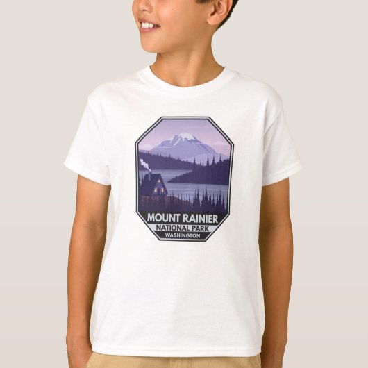 Mount Rainier National Park Washington Cabin Retro T-shirt (Voorkant)