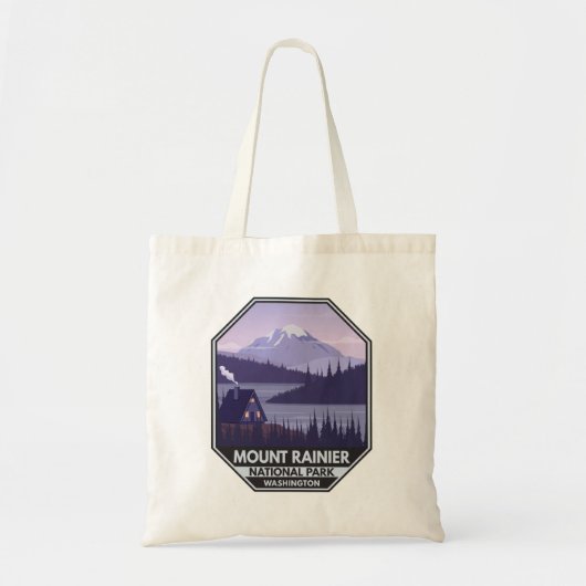 Mount Rainier National Park Washington Cabin Retro Tote Bag (Voorkant)
