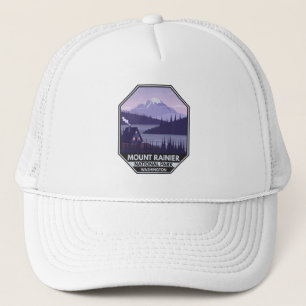 Mount Rainier National Park Washington Cabin Retro Trucker Pet