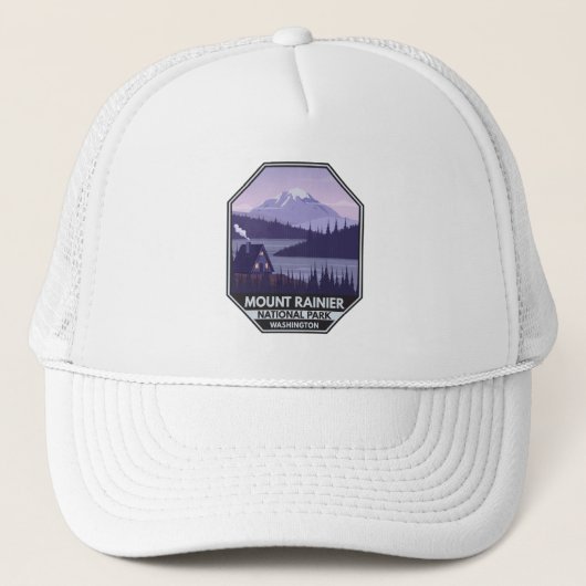 Mount Rainier National Park Washington Cabin Retro Trucker Pet (Voorkant)
