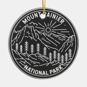 Mount Rainier National Park Washington Monoline Keramisch Ornament