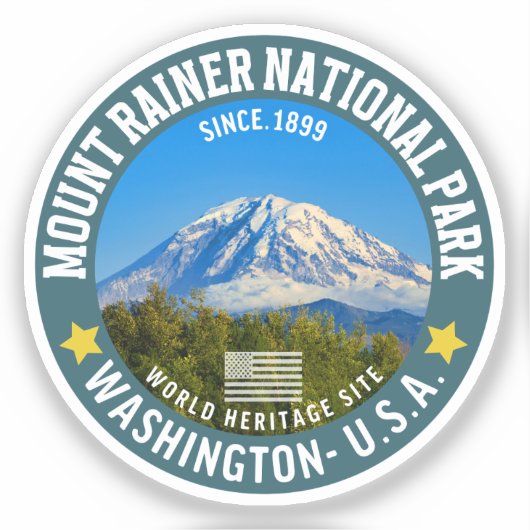 Mount Rainier National Park – Washington Mountain Sticker (Voorkant)