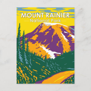 Mount Rainier National Park Washington Retro Briefkaart