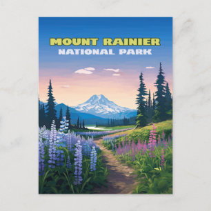 Mount Rainier National Park Washington Retro Briefkaart