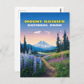 Mount Rainier National Park Washington Retro Briefkaart (Voorkant / Achterkant)