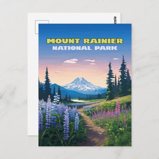 Mount Rainier National Park Washington Retro Briefkaart (Voorkant / Achterkant)