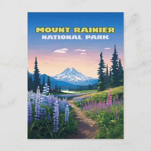 Mount Rainier National Park Washington Retro Briefkaart (Voorkant)