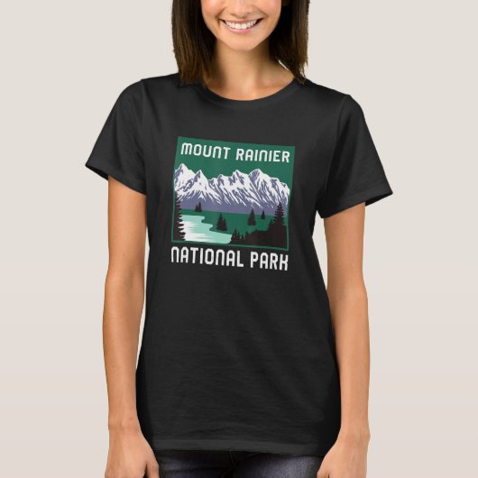 Mount Rainier National Park Washington Retro Graph T-shirt (Voorkant)