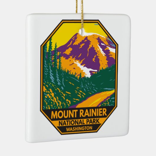 Mount Rainier National Park Washington Retro Keramisch Ornament (Rechts)