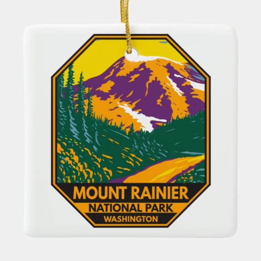 Mount Rainier National Park Washington Retro Keramisch Ornament (Voorkant)