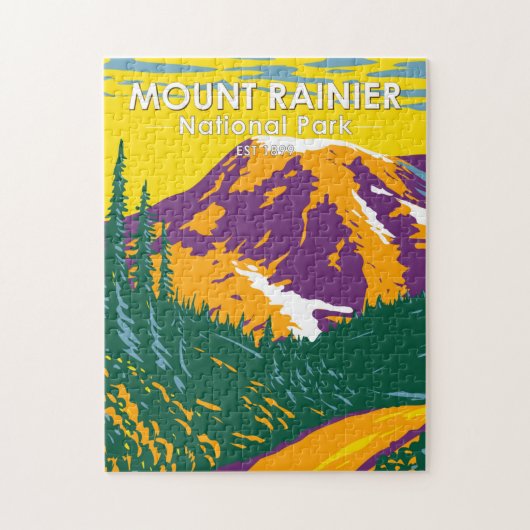 Mount Rainier National Park Washington Retro Legpuzzel (Verticaal)