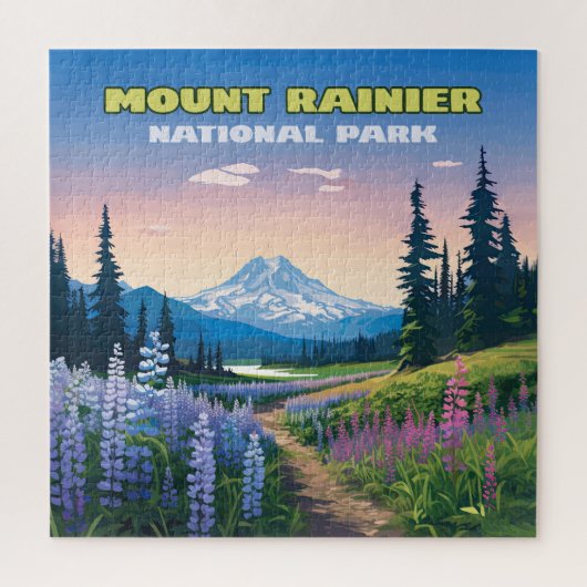 Mount Rainier National Park Washington Retro Legpuzzel (Verticaal)