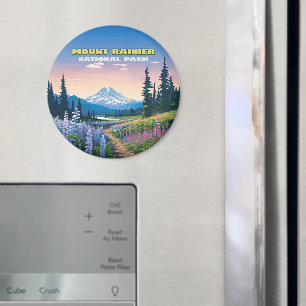 Mount Rainier National Park Washington Retro Magneet