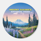 Mount Rainier National Park Washington Retro Magneet (Voorkant)