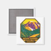 Mount Rainier National Park Washington Retro Magneet (Voorkant / Achterkant)