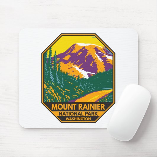 Mount Rainier National Park Washington Retro Muismat (Met muis)