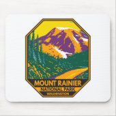 Mount Rainier National Park Washington Retro Muismat (Voorkant)
