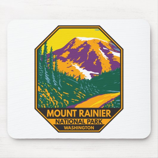 Mount Rainier National Park Washington Retro Muismat (Voorkant)